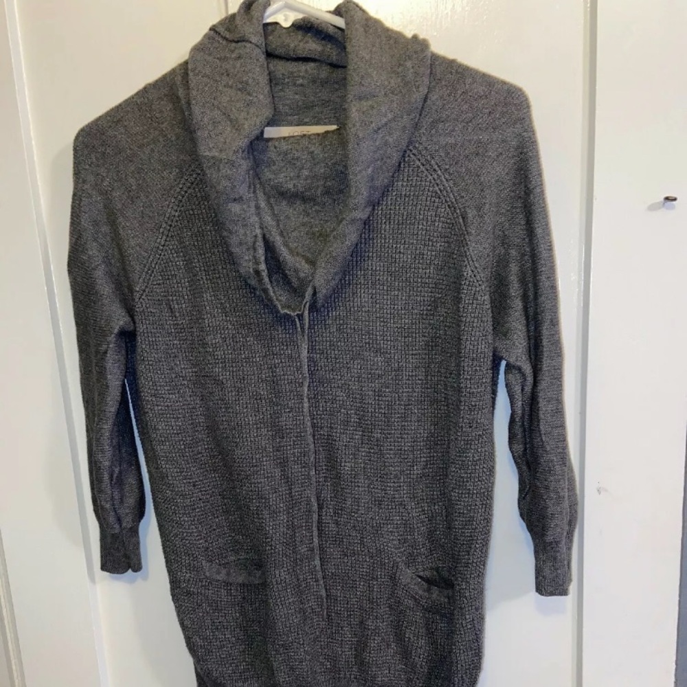 LOFT gray cowl neck sweater SMALL